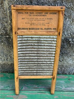 Vintage Dubl Handi Washboard Columbus Co 18x8.5 Cottagecore Farmhouse Decor